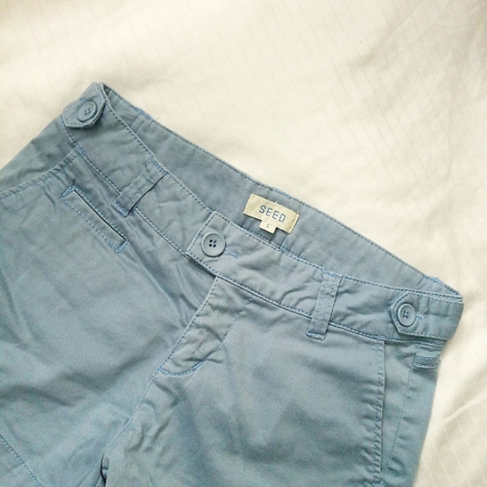 Baby Blue Mid-Rise Shorts